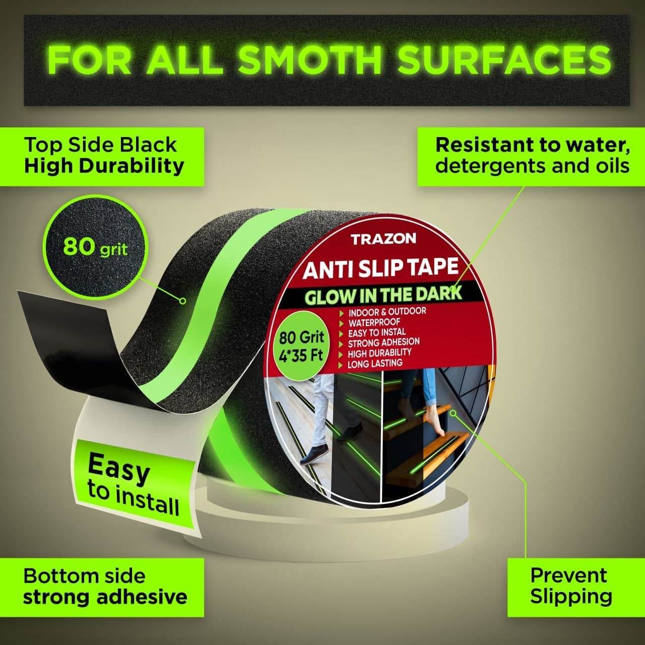 Anti Slip Tape Strong Grip | Waterproof | Glow-in-Dark - Raffa Store