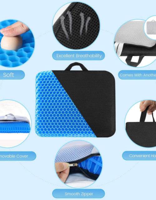 Gel Seat Cushion for Comfort & Support With FREE Black Cover - Raffa Store